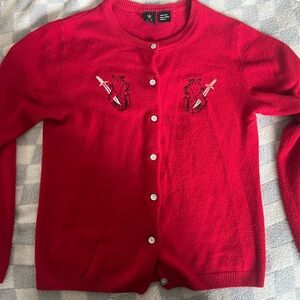 ec Star El Corazon Sacred Heart Pinup Sweater Dia de Los Muertos Vintage LG